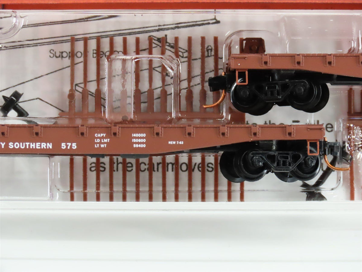 N Scale Micro-Trains MTL 04500290 Two KCS 50&#39; Flat Cars #575 &amp; #583 w/ Beam Load