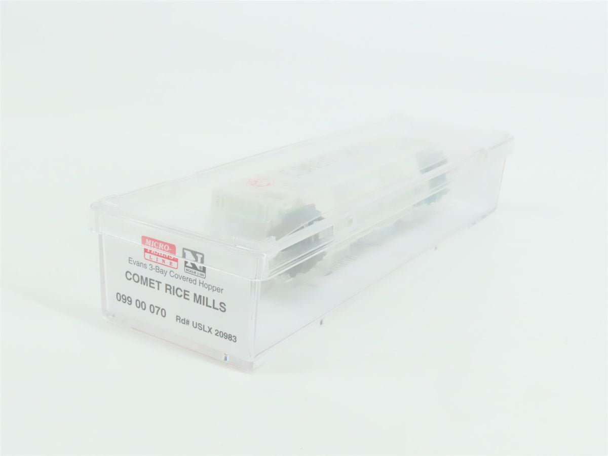 N Micro-Trains MTL 09900070 USLX Comet Rice Mills 3-Bay Covered Hopper #20983