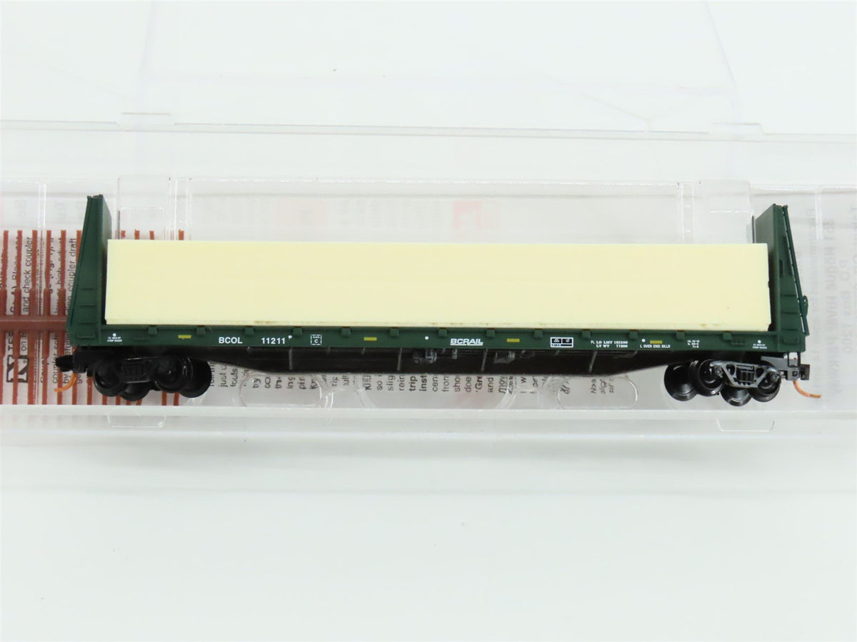 N Scale Micro-Trains MTL 05400171 BCOL BC Rail 61&#39; 8&quot; Flat Car #11211 w/ Load