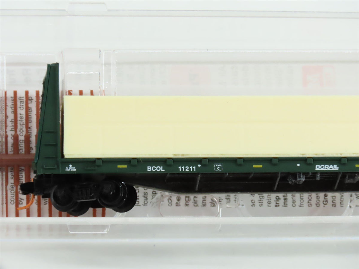 N Scale Micro-Trains MTL 05400171 BCOL BC Rail 61&#39; 8&quot; Flat Car #11211 w/ Load