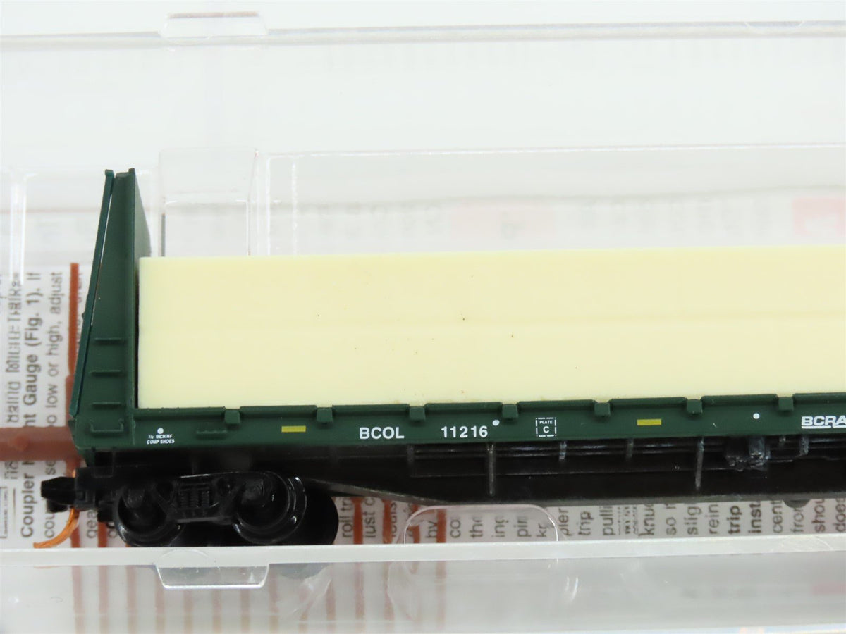 N Scale Micro-Trains MTL 05400172 BCOL BC Rail 61&#39; 8&quot; Flat Car #11216 w/ Load