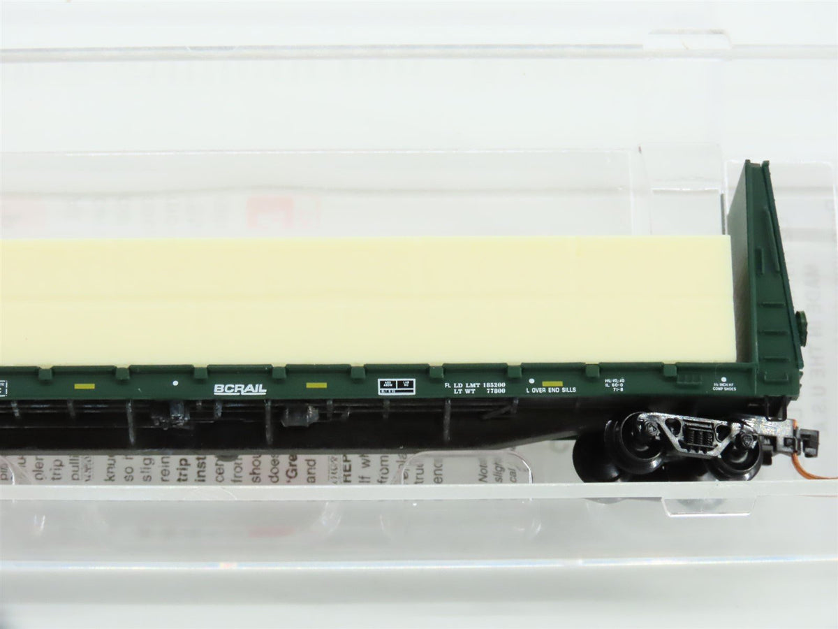 N Scale Micro-Trains MTL 05400172 BCOL BC Rail 61&#39; 8&quot; Flat Car #11216 w/ Load