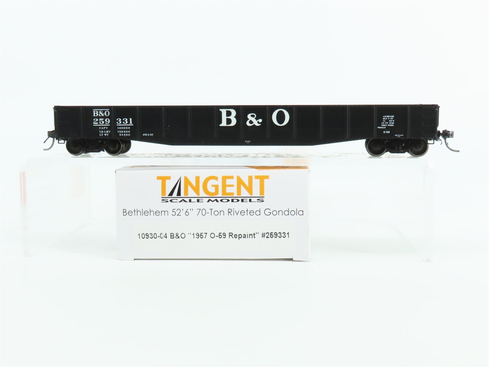 HO Scale Tangent #10930-04 B&O Baltimore & Ohio 52-6 70T Gondola Car #259331