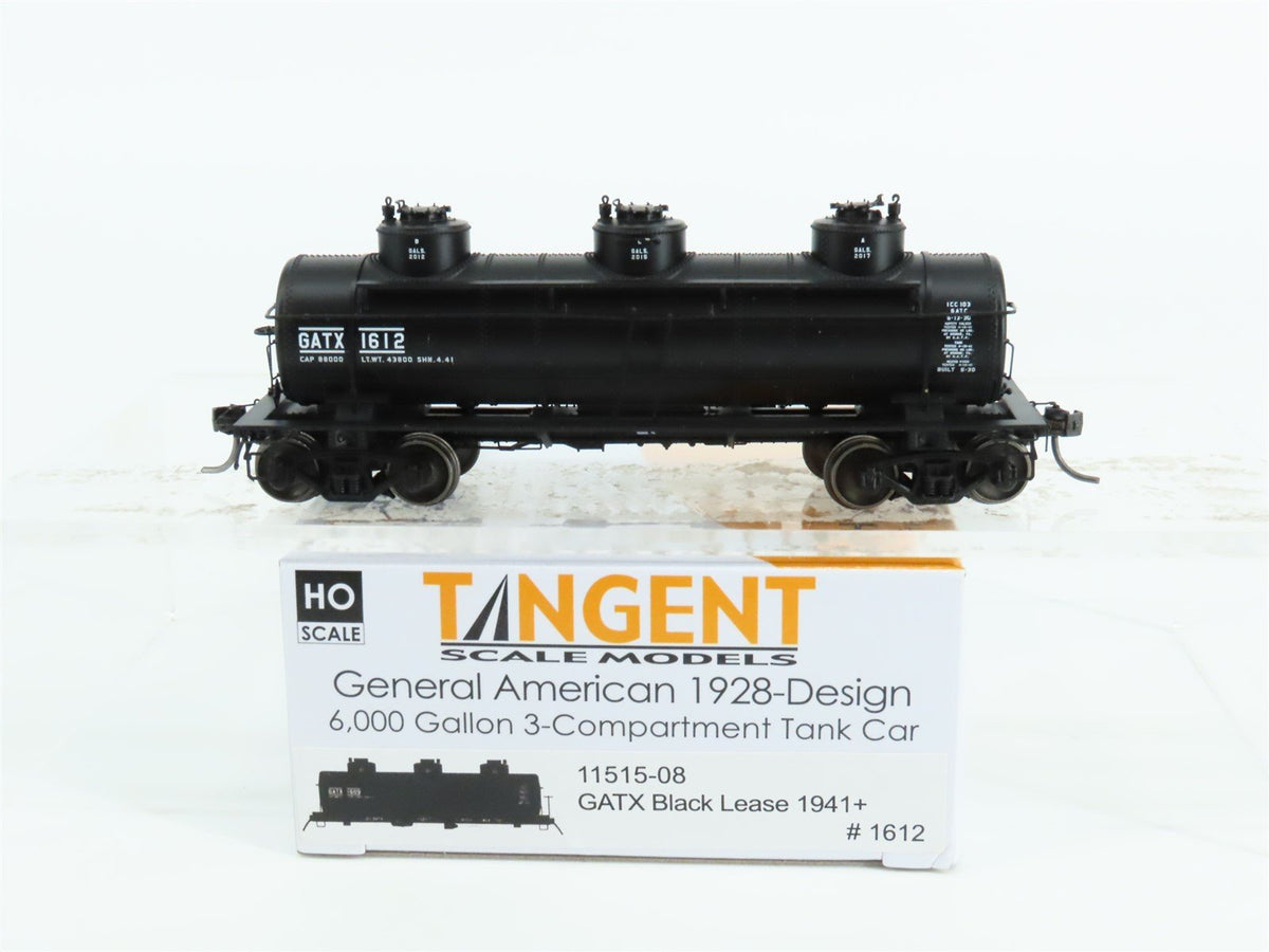 HO Scale Tangent #11515-08 GATX Leasing 6,000 Gallon 3 Dome Tank Car #1612