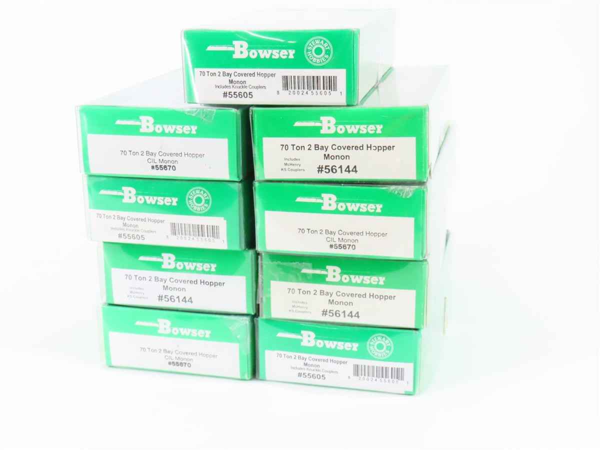 LOT of 9 HO Scale Bowser CIL Monon Railroad 2-Bay Covered Hoppers