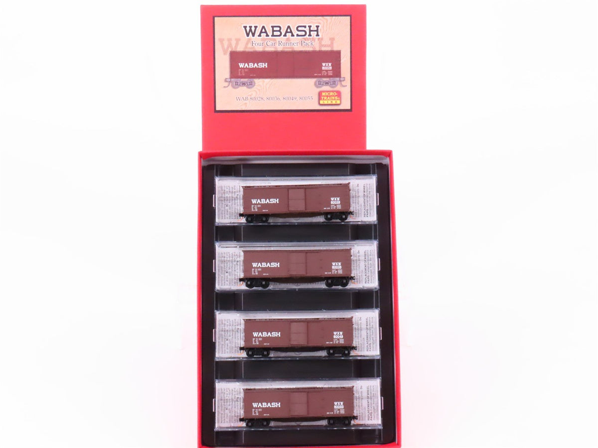 N Micro-Trains MTL 99300006 WAB Wabash 40&#39; Double-Sheathed Wood Box Cars 4-Pack