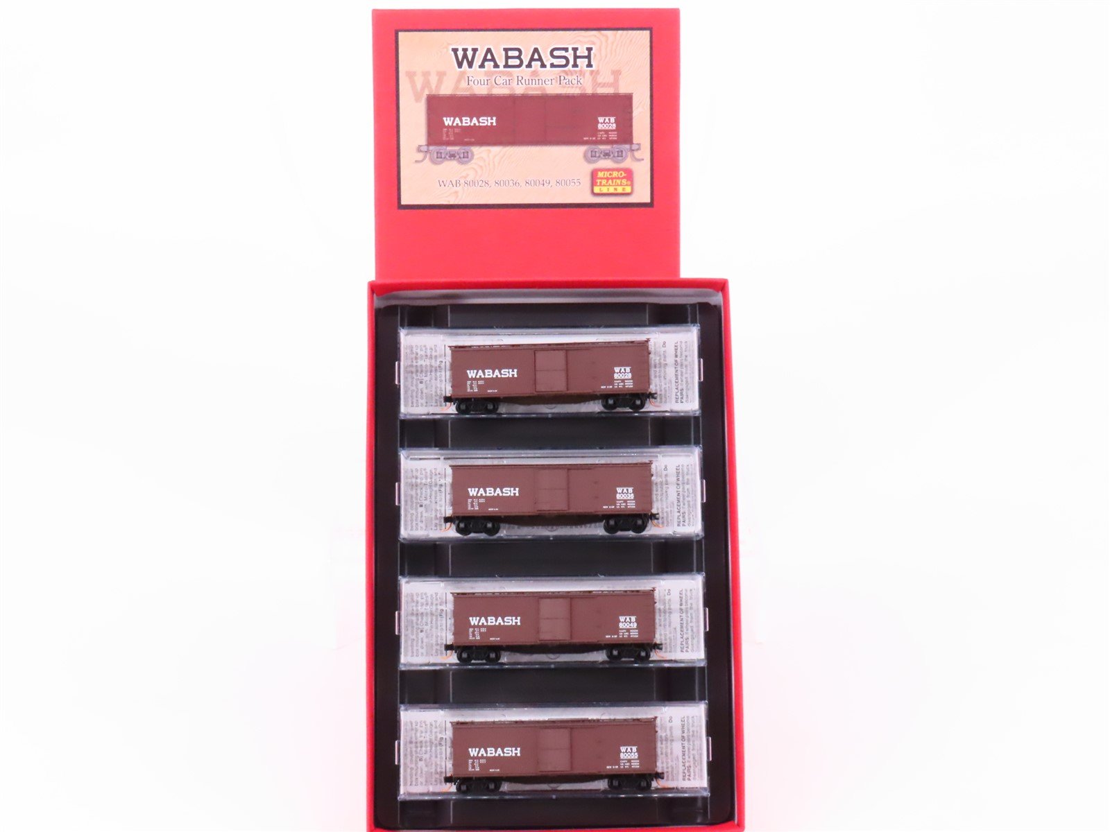 N Micro-Trains MTL 99300006 WAB Wabash 40' Double-Sheathed Wood Box Cars 4-Pack