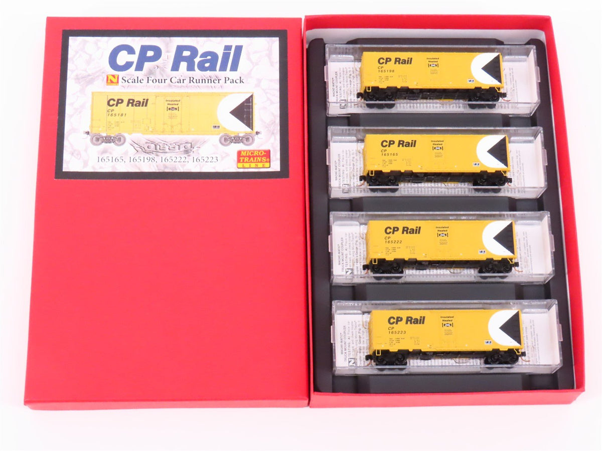 N Micro-Trains MTL 99300075 CP Rail 40&#39; Plug Door Insulated Box Cars 4-Pack