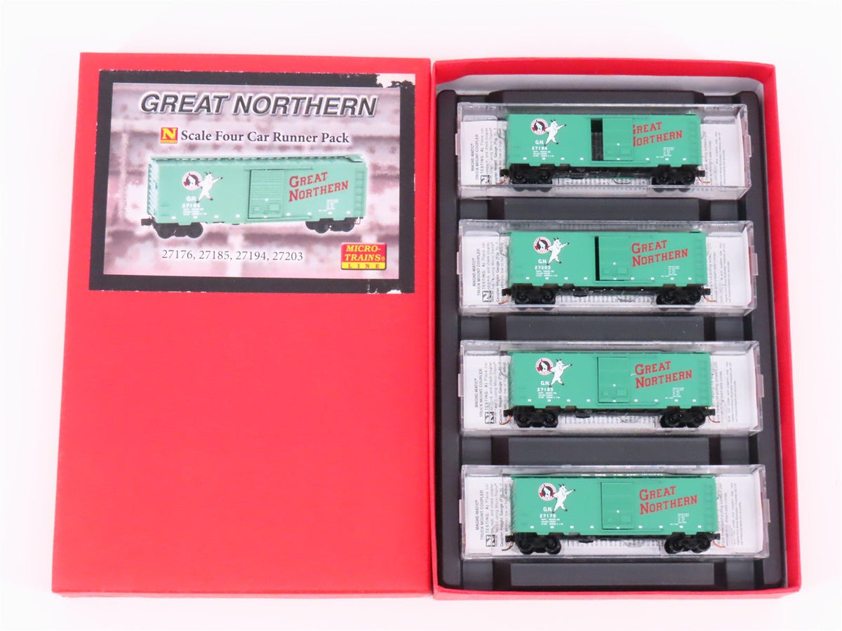 N Scale Micro-Trains MTL 99300095 GN Great Northern &quot;Goat&quot; 40&#39; Box Cars 4-Pack