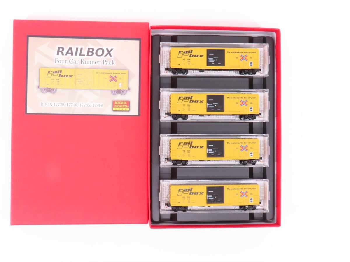 N Scale Micro-Trains MTL 99300015 RBOX Railbox 50&#39; Rib-Side Box Cars 4-Pack