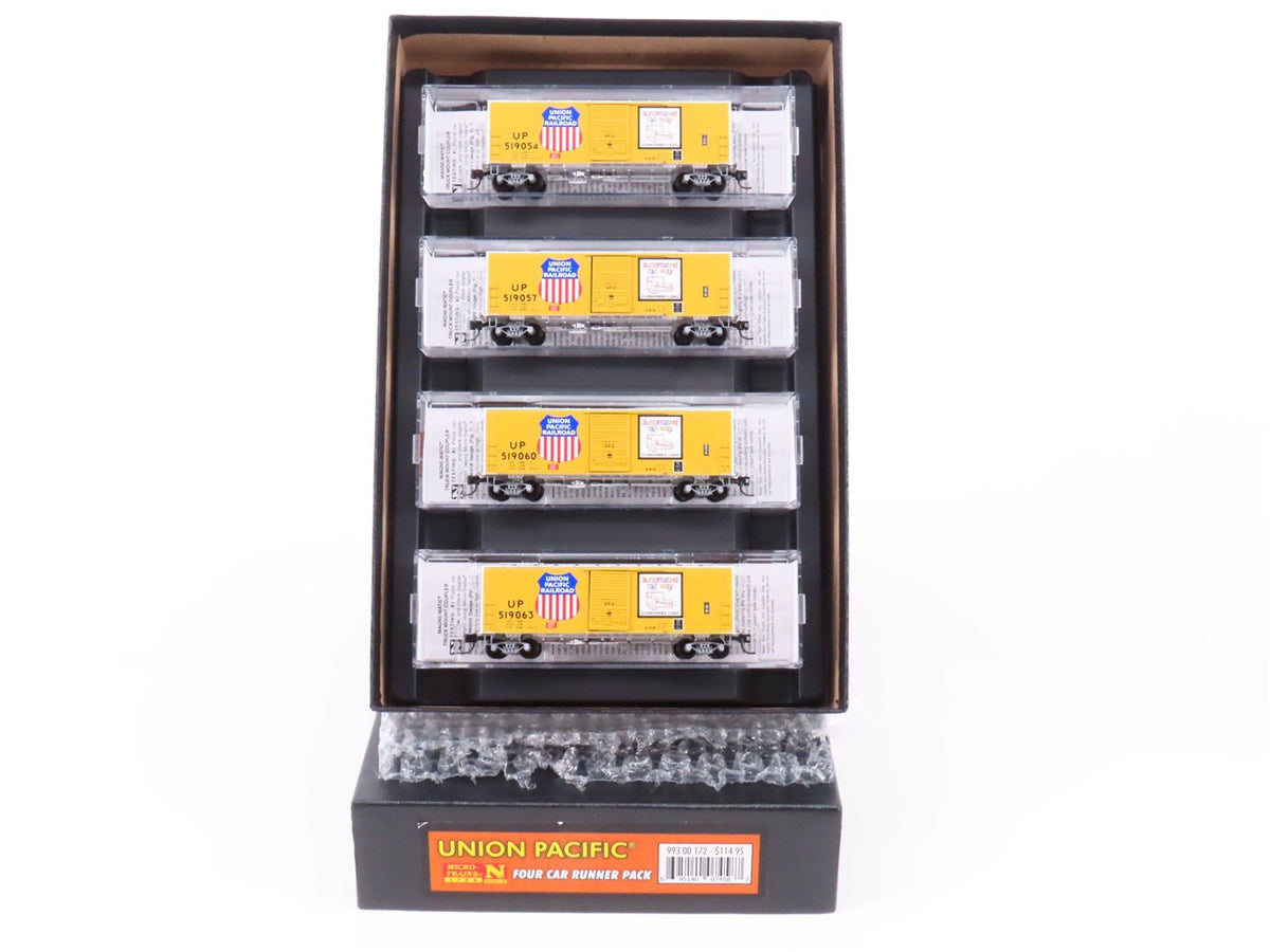 N Micro-Trains MTL 99300172 UP Union Pacific 40&#39; Single Door Box Cars 4-Pack