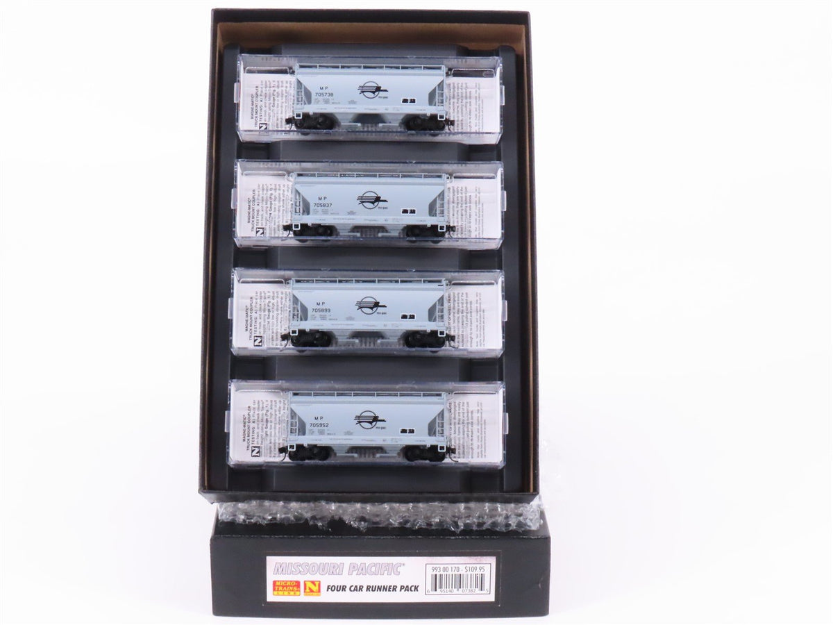 N Scale Micro-Trains MTL 99300170 MP Mo-Pac 2-Bay Covered Hoppers 4-Pack
