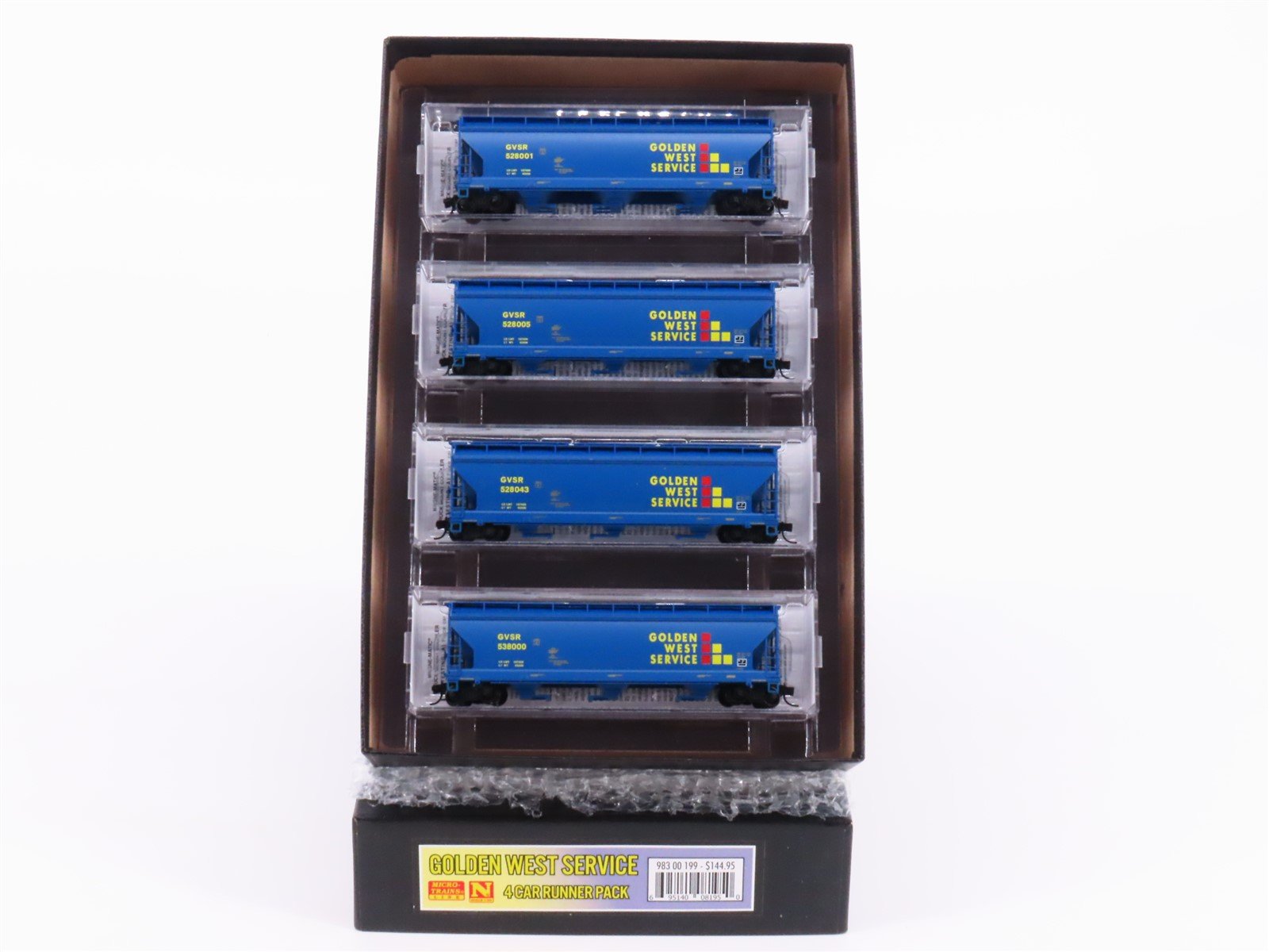 N Micro-Trains MTL 98300199 GVSR Golden West Svc 3-Bay Covered Hoppers 4-Pack