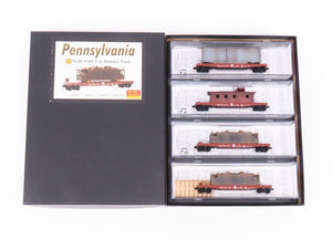 N Micro-Trains MTL 99300135 PRR 50' Flat Cars w/Retired Freight Car Load 4-Pack