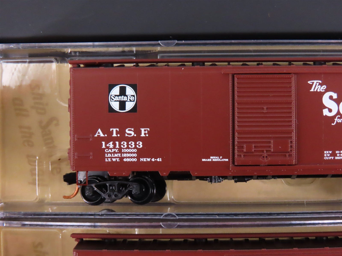 N Scale Micro-Trains MTL 99301410 ATSF Santa Fe &quot;Slogan&quot; 40&#39; Box Cars 5-Pack