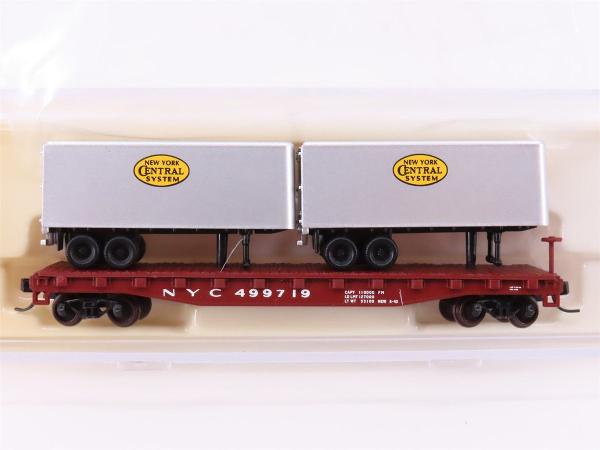 N Atlas Trainman 37612 NYC New York Central 50&#39; Flat Car #499719 w/ 24&#39; Trailers