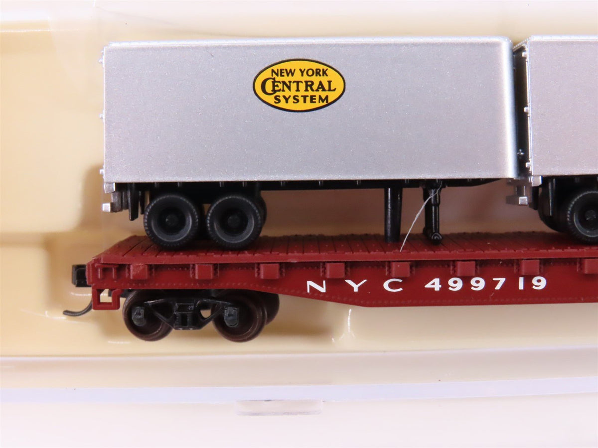 N Atlas Trainman 37612 NYC New York Central 50&#39; Flat Car #499719 w/ 24&#39; Trailers