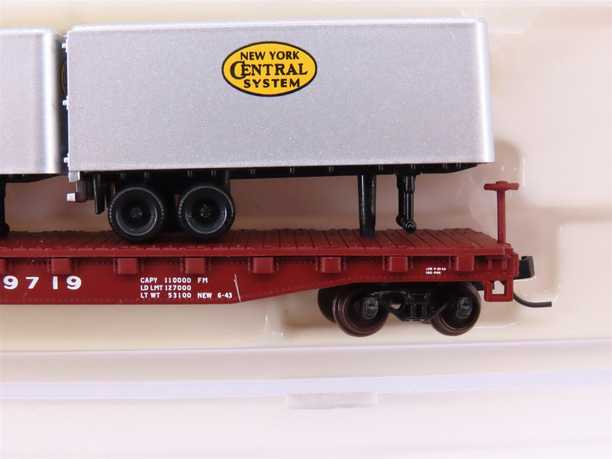 N Atlas Trainman 37612 NYC New York Central 50&#39; Flat Car #499719 w/ 24&#39; Trailers