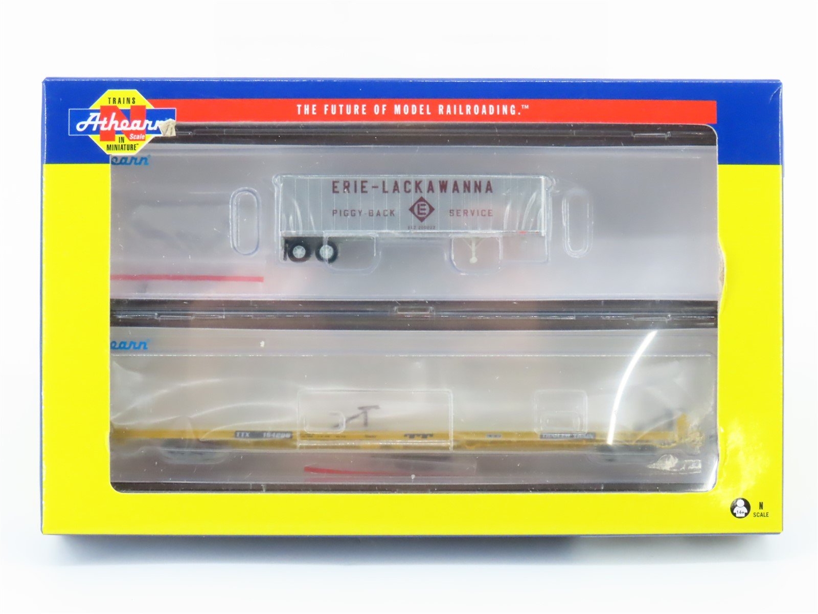 N Athearn ATH14691 TTX 89'8" Flat Car #154295 w/ 40' EL Erie Lackawanna Trailer