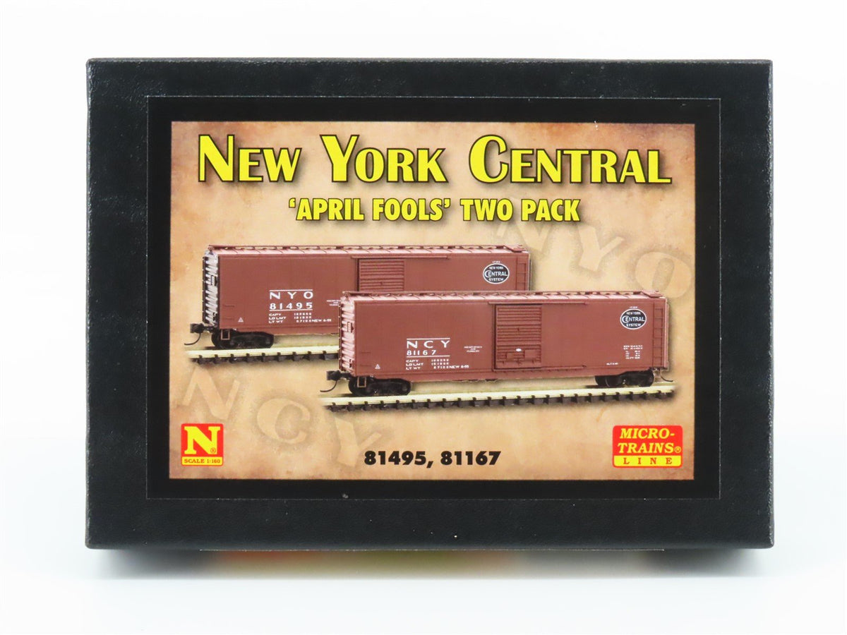 N Micro-Trains MTL 99302040 NYC New York Central &quot;April Fools&quot; Box Cars 2-Pack