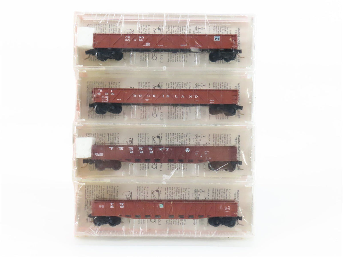 N Kadee Micro-Trains MTL 60022 CB&amp;Q, RI, PRR, &amp; GTW 50&#39; Gondolas 4-Pack - Sealed