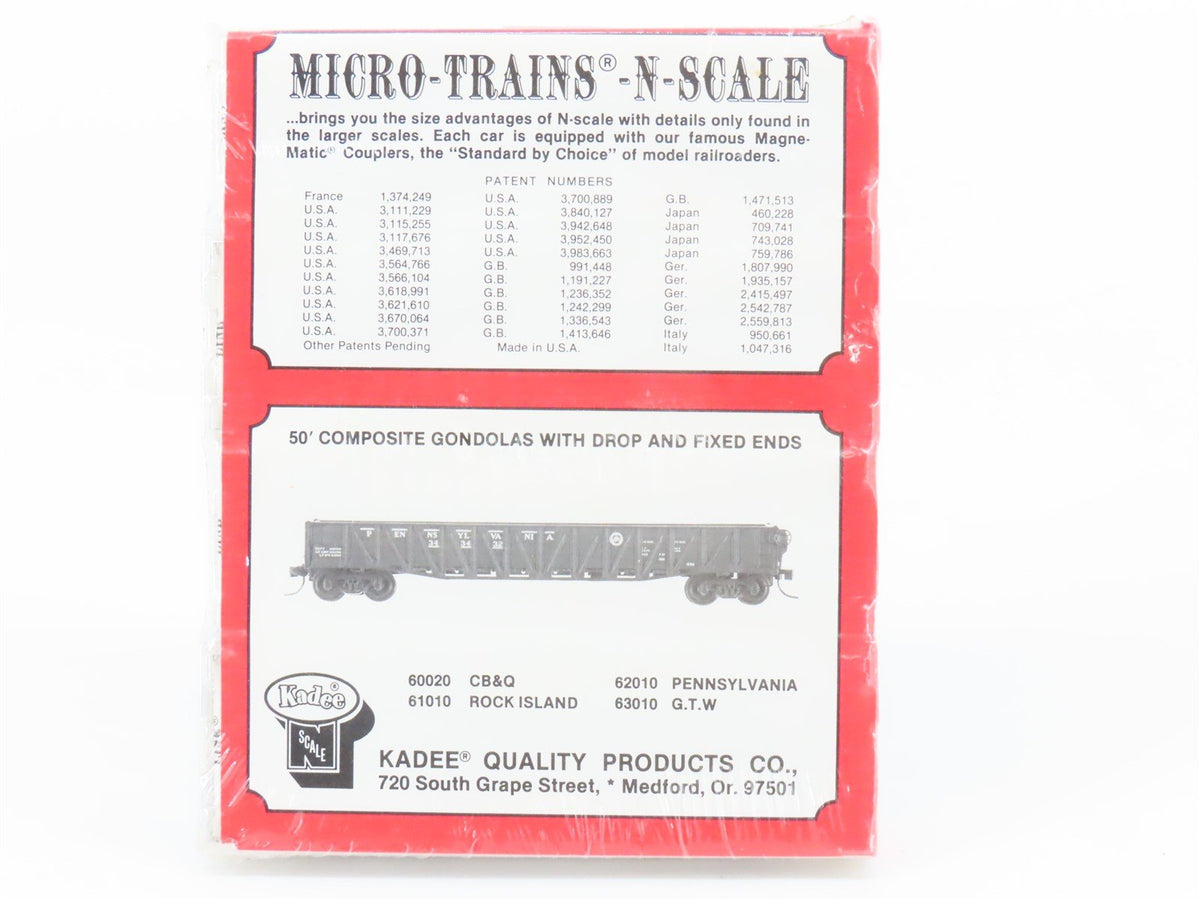 N Kadee Micro-Trains MTL 60022 CB&amp;Q, RI, PRR, &amp; GTW 50&#39; Gondolas 4-Pack - Sealed