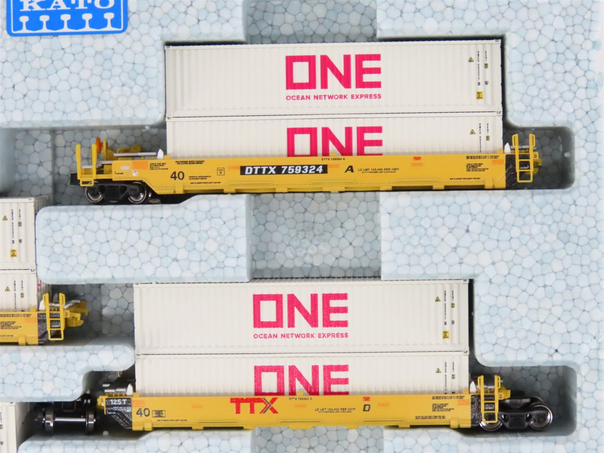 N Kato 106-6196 TTX Gunderson MAXI-I Double Stack 5-Unit Set w/ONE Containers