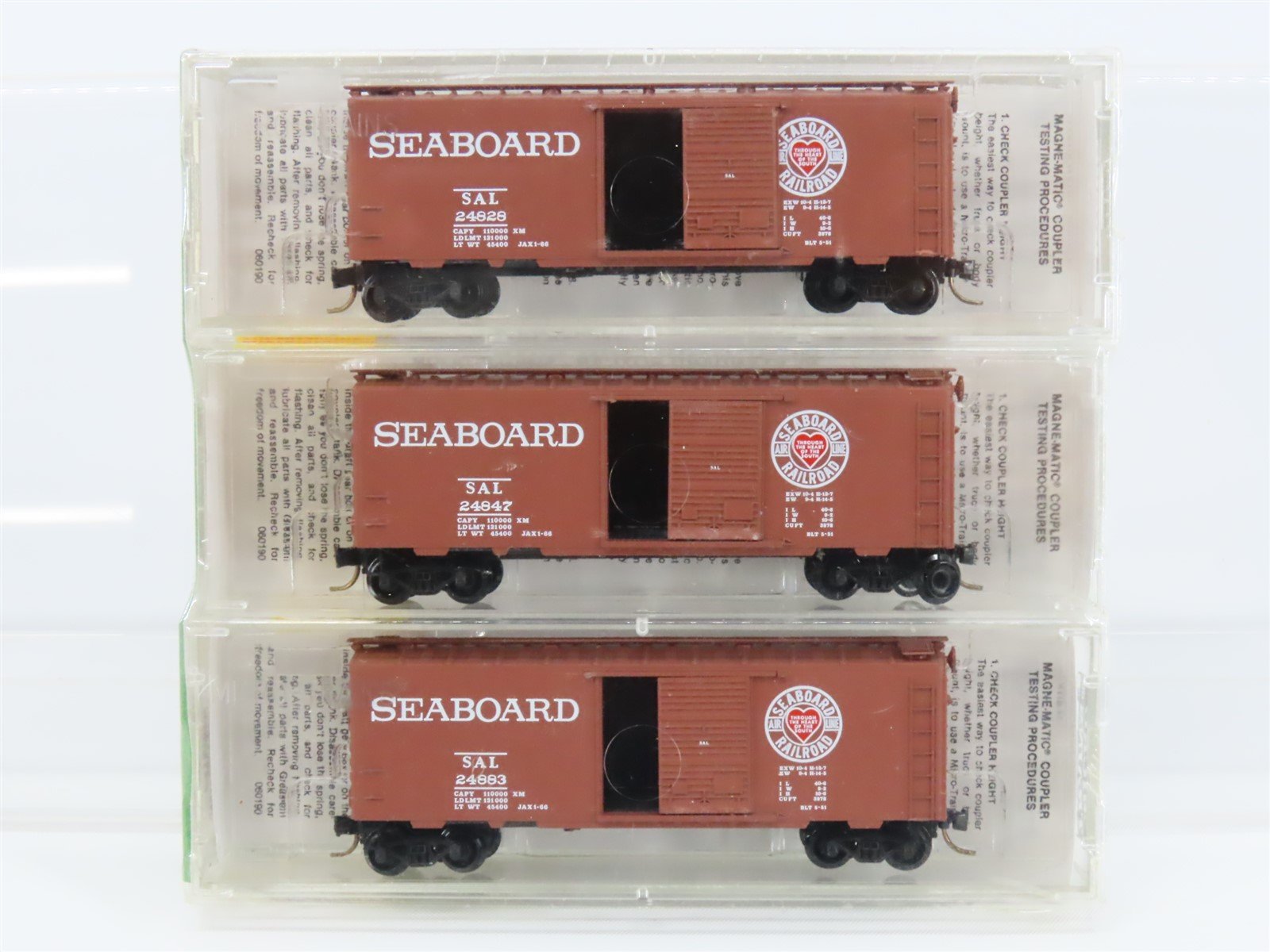 N Scale Micro-Trains MTL 20642 SAL Seaboard Air Line 40' Boxcar 3-Pack