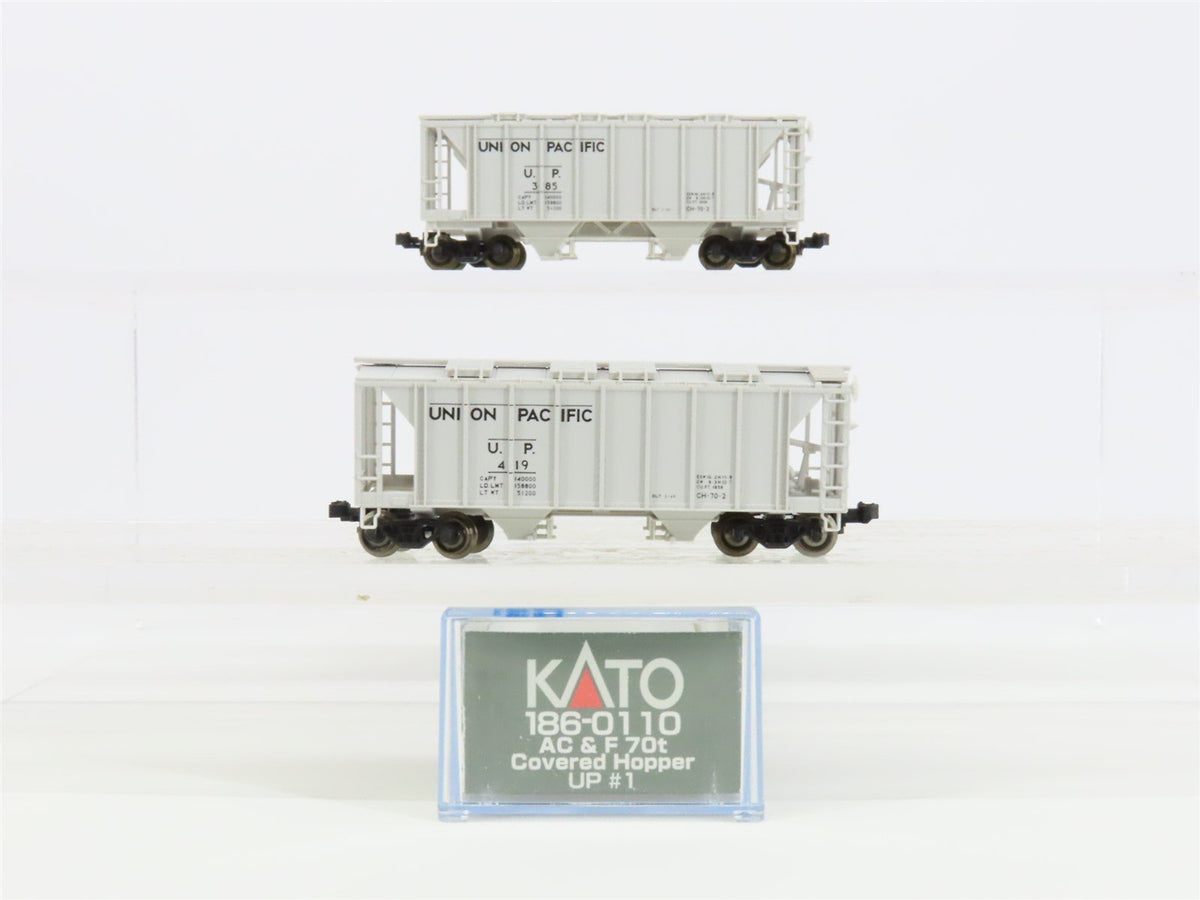 N Scale Kato 186-0110 UP Union Pacific AC&amp;F 70t 2-Bay Covered Hopper 2-Pack