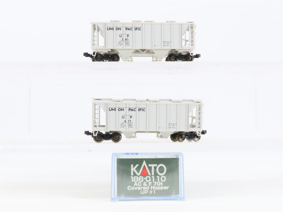 N Scale Kato 186-0110 UP Union Pacific AC&amp;F 70t 2-Bay Covered Hopper 2-Pack