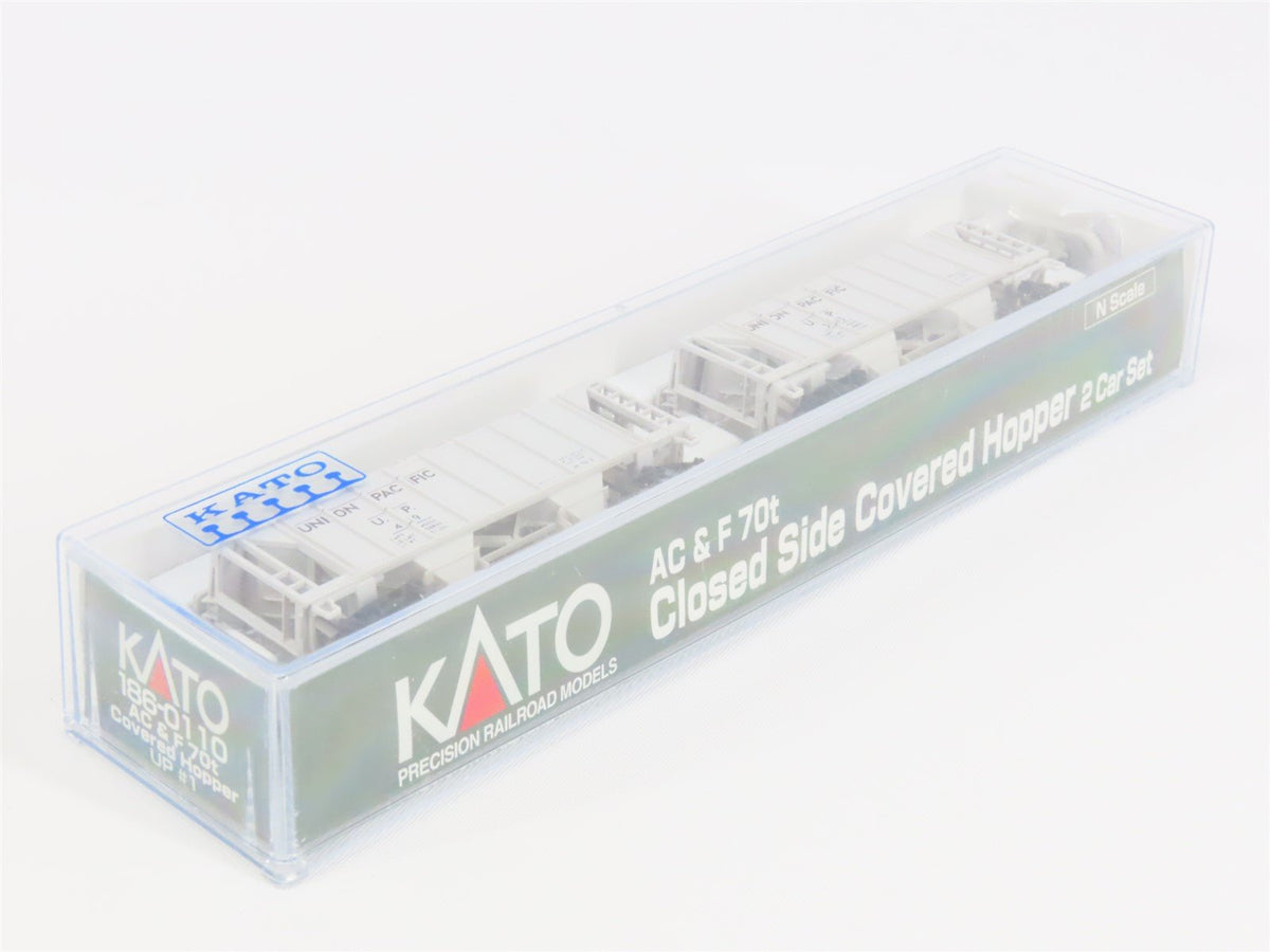 N Scale Kato 186-0110 UP Union Pacific AC&amp;F 70t 2-Bay Covered Hopper 2-Pack