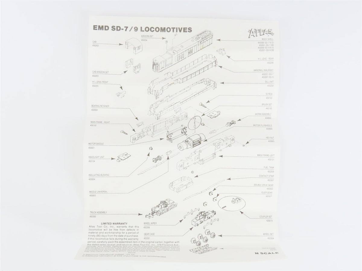 N Scale Atlas 4508 BLE Bessemer &amp; Lake Erie SD7 Diesel Locomotive #453