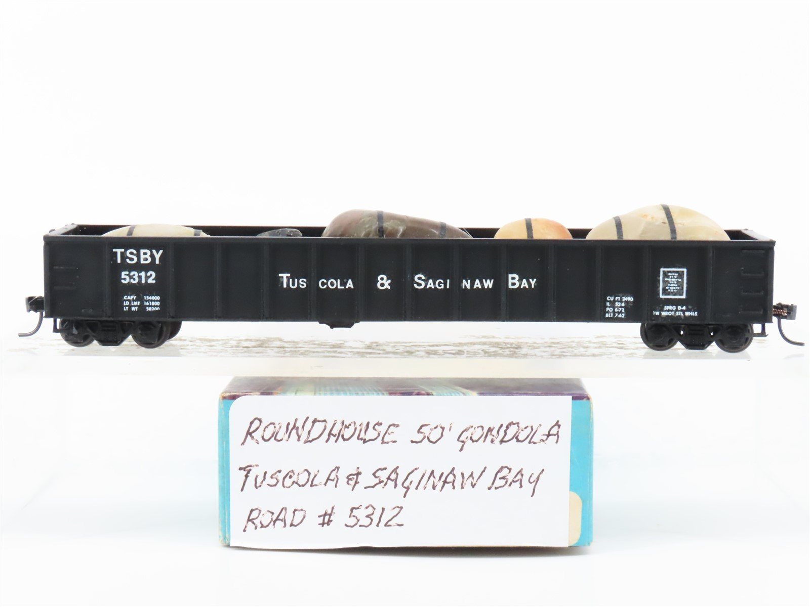 HO Scale Roundhouse TSBY Tuscola & Saginaw Bay 50' Gondola #5312 Custom w/ Load