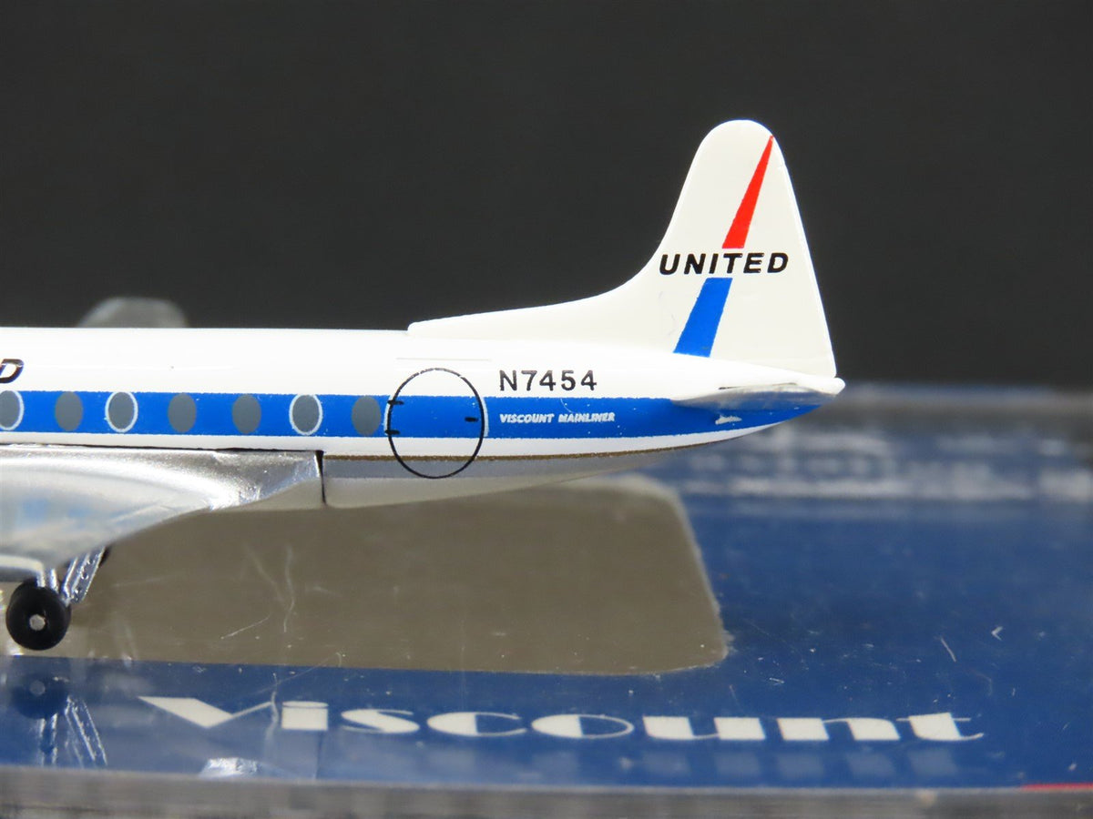 1:400 Scale Aero Classics Die-Cast United Vickers Viscount V745D Aircraft N7454