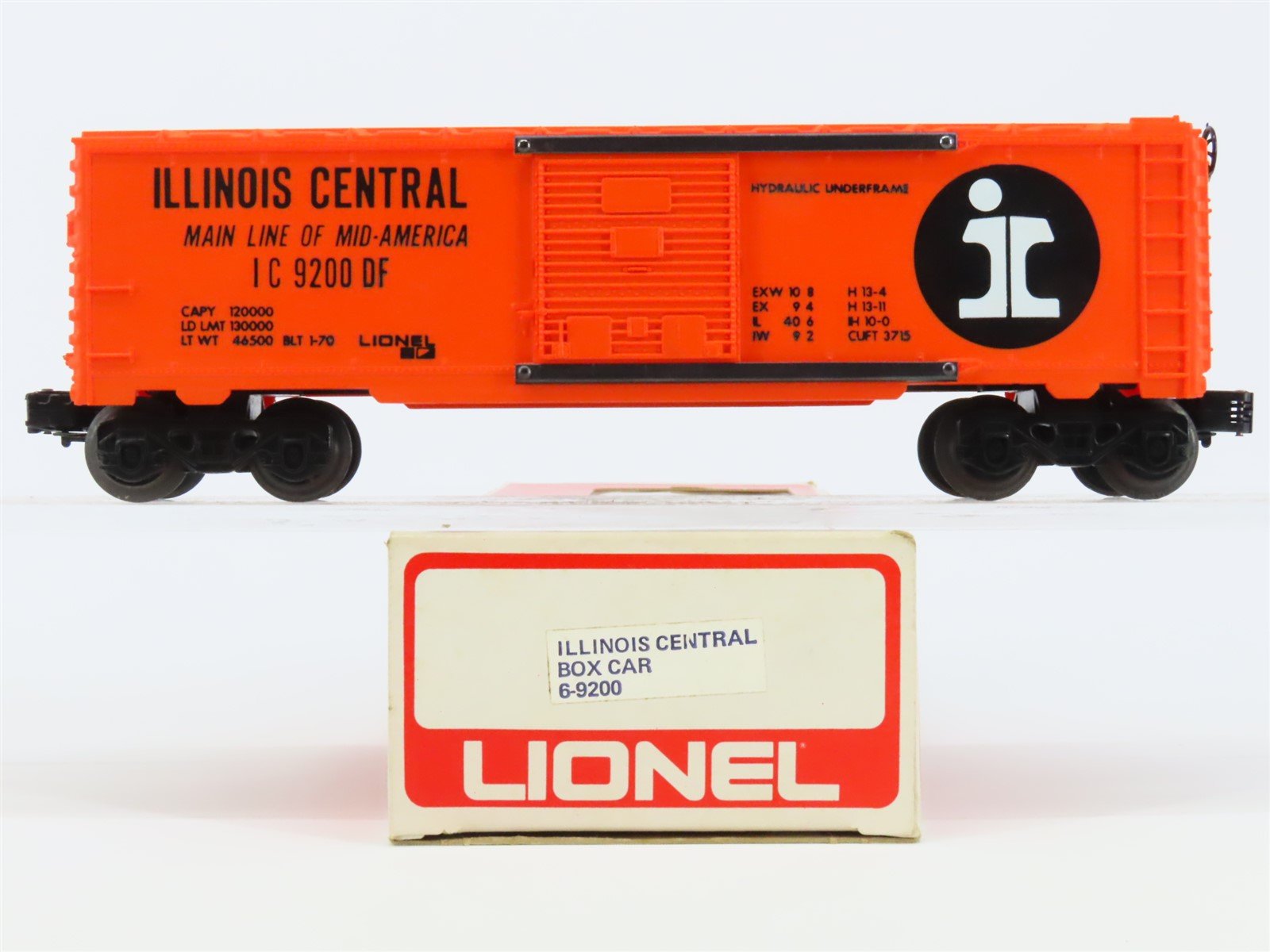 O Gauge 3-Rail Lionel 6-9200 IC Illinois Central Single Door Boxcar #9200