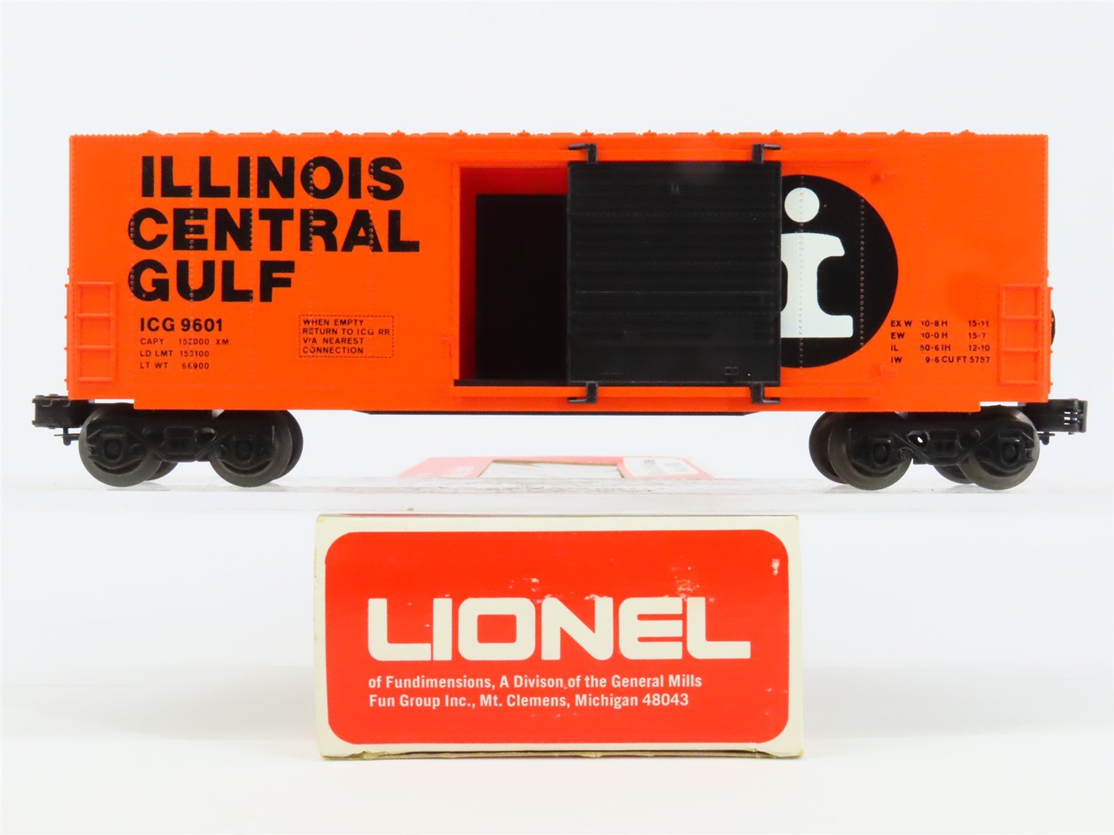 O Gauge 3-Rail Lionel 6-9601 ICG Illinois Central Gulf Hi-Cube Boxcar #9601