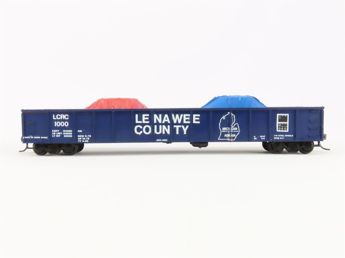 HO Scale Roundhouse LCRC Lenawee Cty 50&#39; Gondola Car #1000 Pro Custom w/ Load