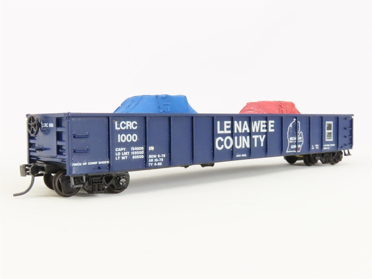 HO Scale Roundhouse LCRC Lenawee Cty 50&#39; Gondola Car #1000 Pro Custom w/ Load