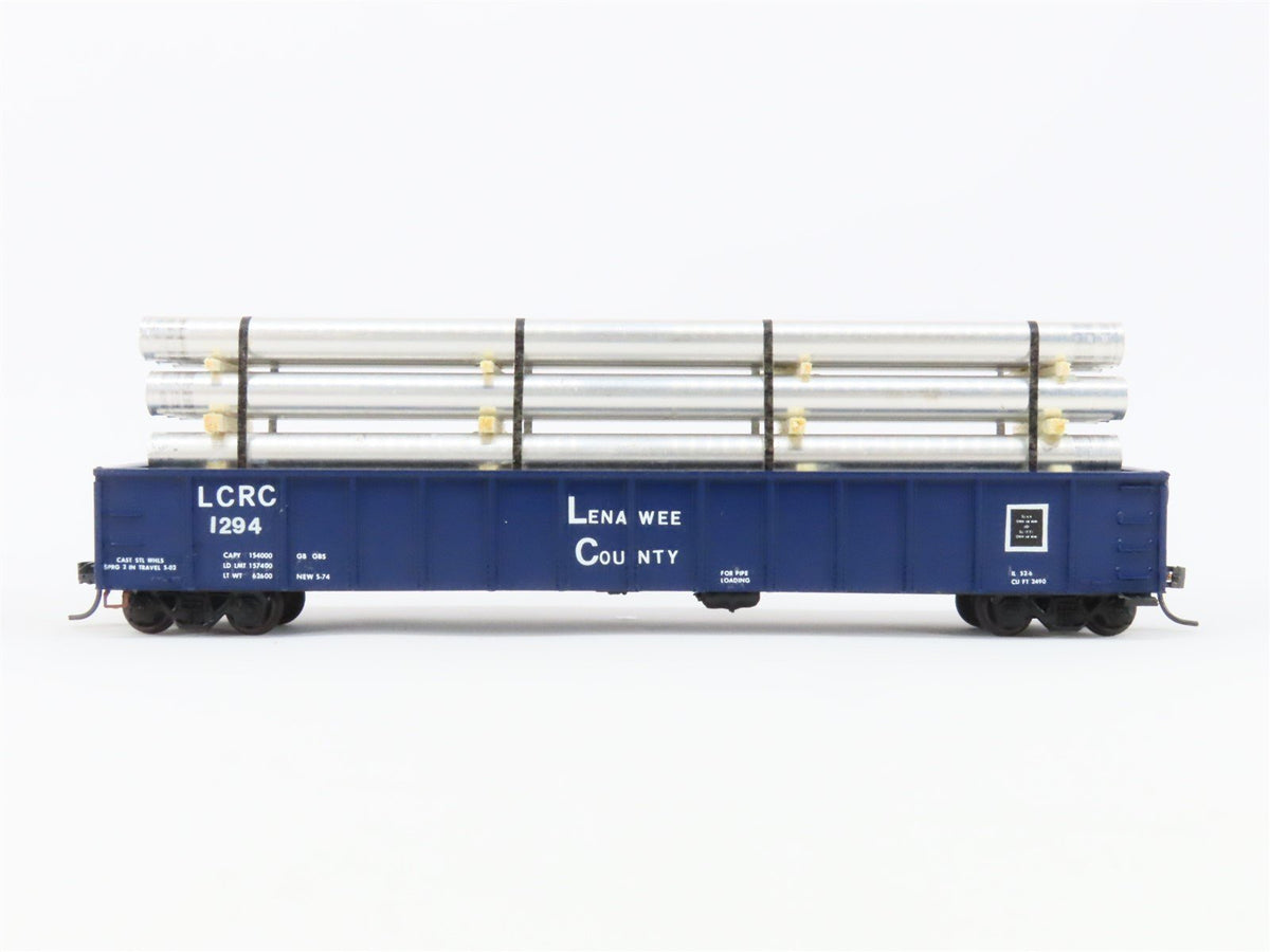 HO Scale Roundhouse LCRC Lenawee Cty 50&#39; Gondola Car #1000 Pro Custom w/ Load