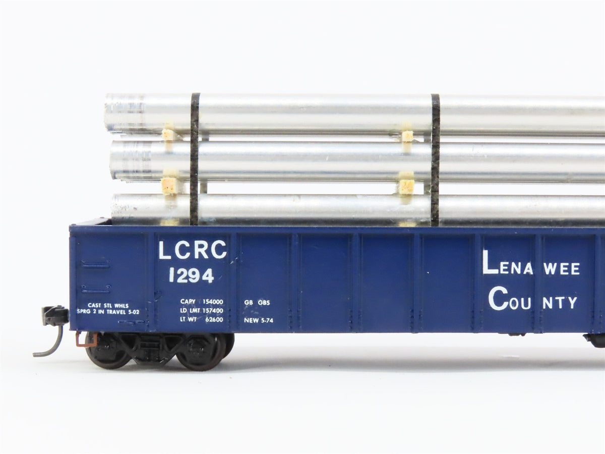 HO Scale Roundhouse LCRC Lenawee Cty 50&#39; Gondola Car #1000 Pro Custom w/ Load