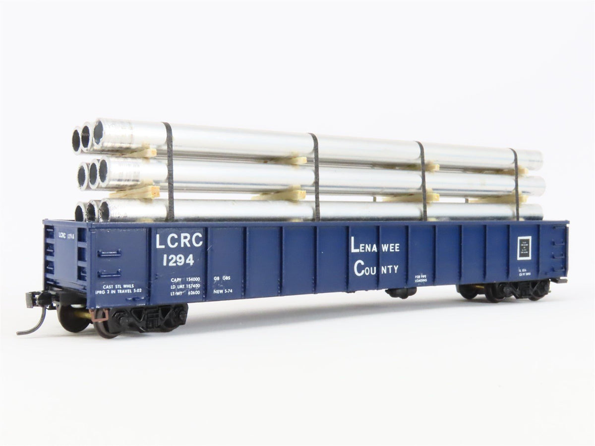 HO Scale Roundhouse LCRC Lenawee Cty 50&#39; Gondola Car #1000 Pro Custom w/ Load