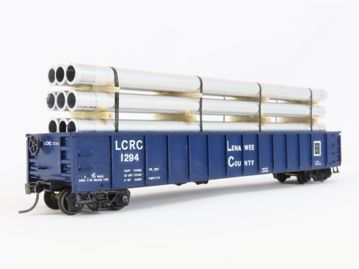 HO Scale Roundhouse LCRC Lenawee Cty 50&#39; Gondola Car #1000 Pro Custom w/ Load