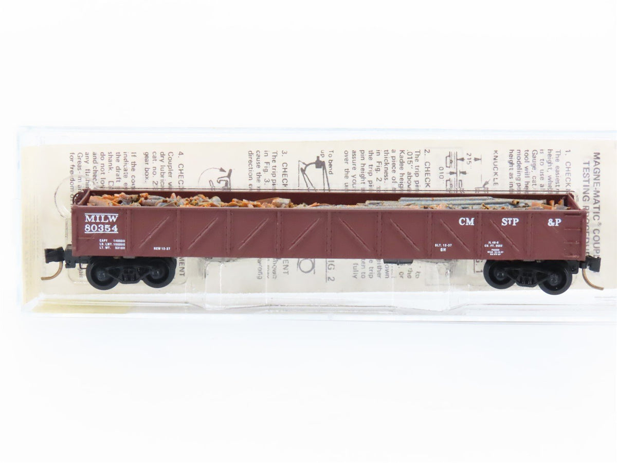 N Kadee Micro-Trains MTL 60010 CMSTP&amp;P MILW Milwaukee 50&#39; Gondola #80354 w/ Load