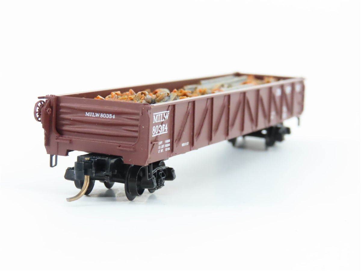 N Kadee Micro-Trains MTL 60010 CMSTP&amp;P MILW Milwaukee 50&#39; Gondola #80354 w/ Load