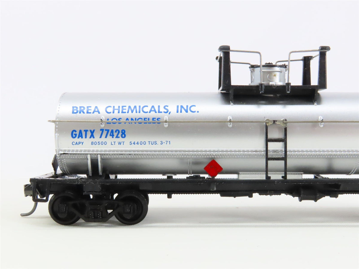 HO Scale Bev-Bel 2255 GATX Brea Chemicals 42&#39; Single Dome Tankcar #77428