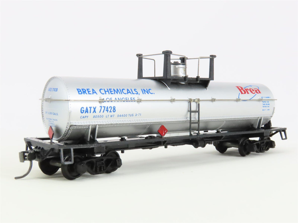 HO Scale Bev-Bel 2255 GATX Brea Chemicals 42&#39; Single Dome Tankcar #77428