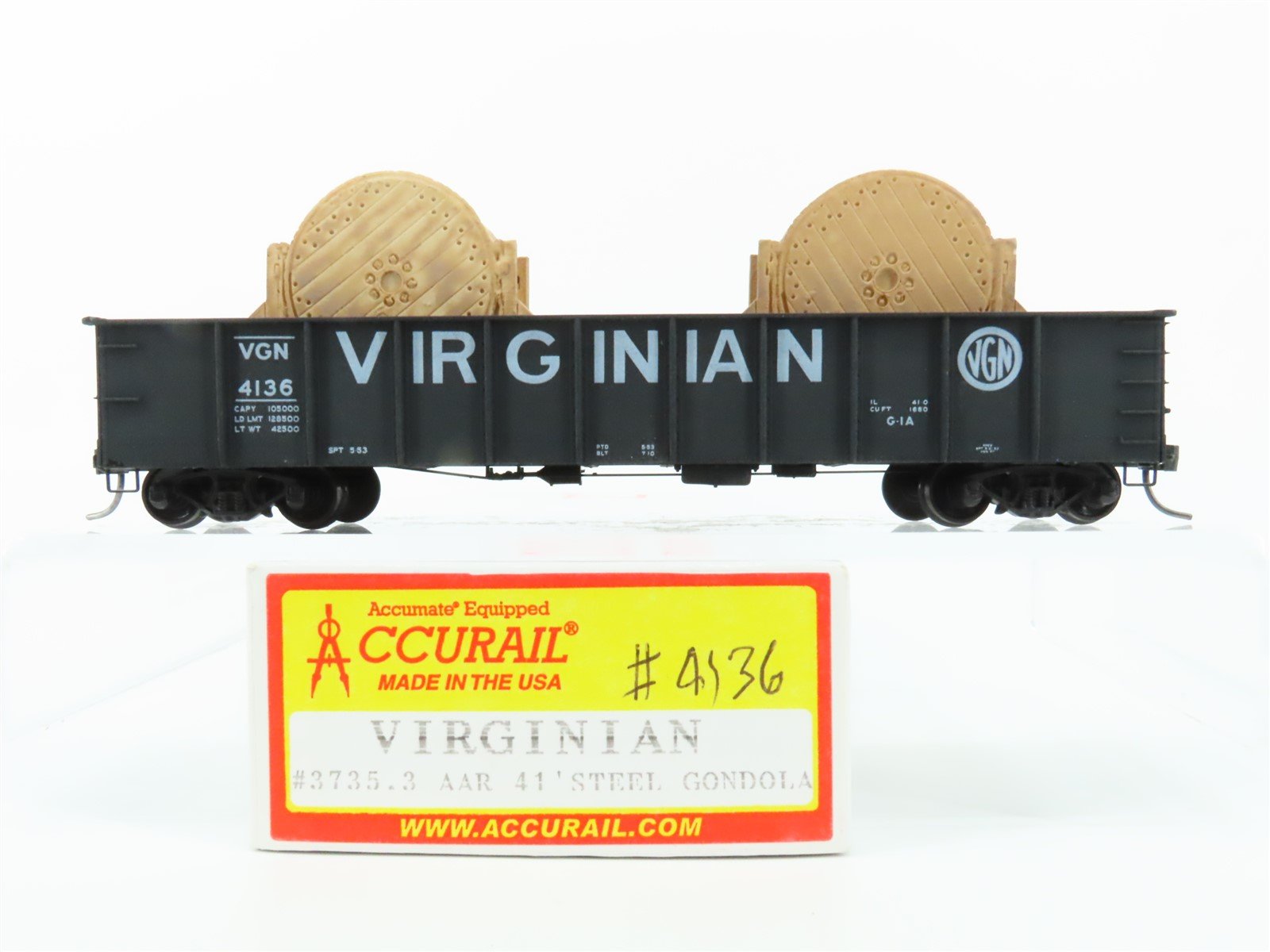 HO Scale Accurail 3735.3 VGN Virginian 41' Gondola Car #4136 w/ Custom Load