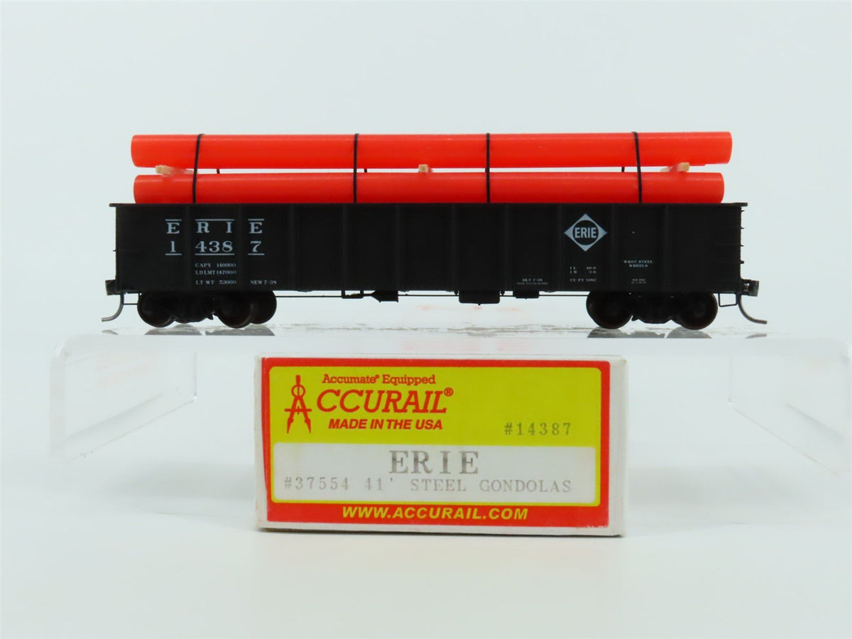 HO Scale Accurail 37554 Erie Railway 41&#39; Gondola Car #14387 w/ Custom Load