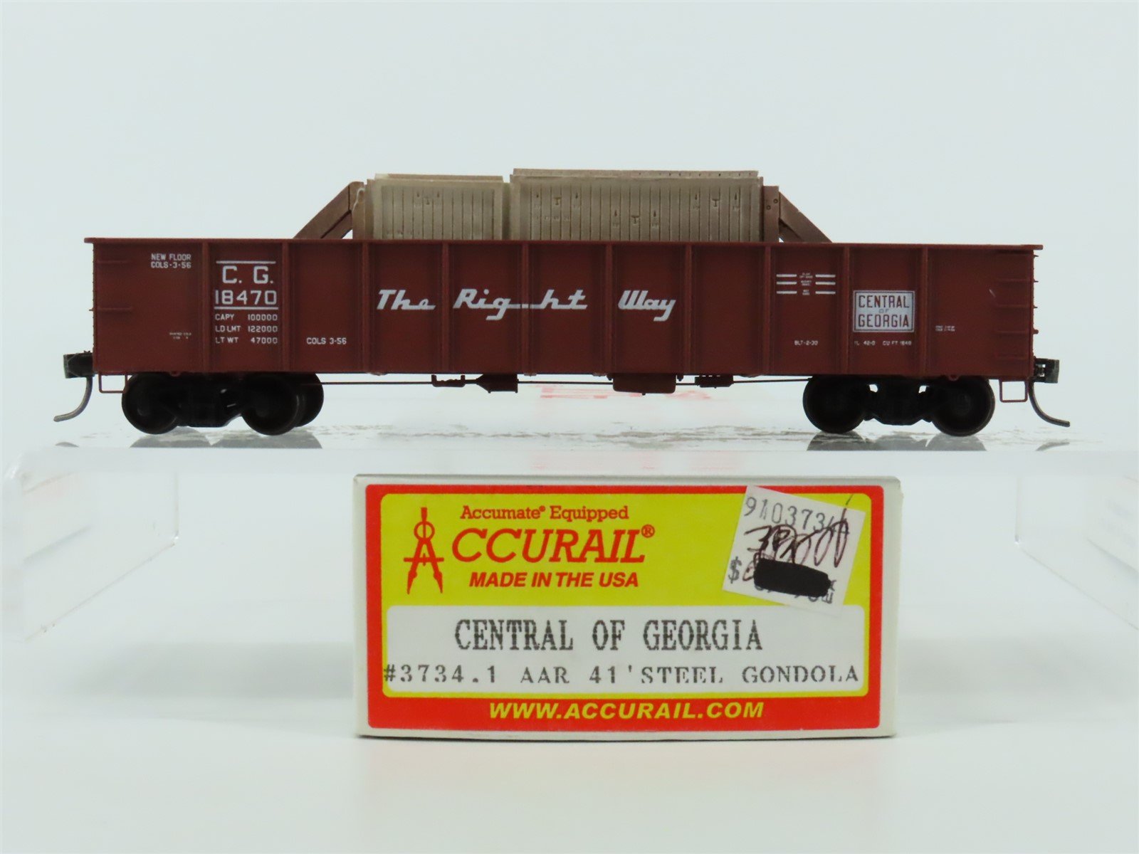 HO Accurail 3734.1 CG Central of Georgia 41' Gondola Car #18470 w/ Custom Load