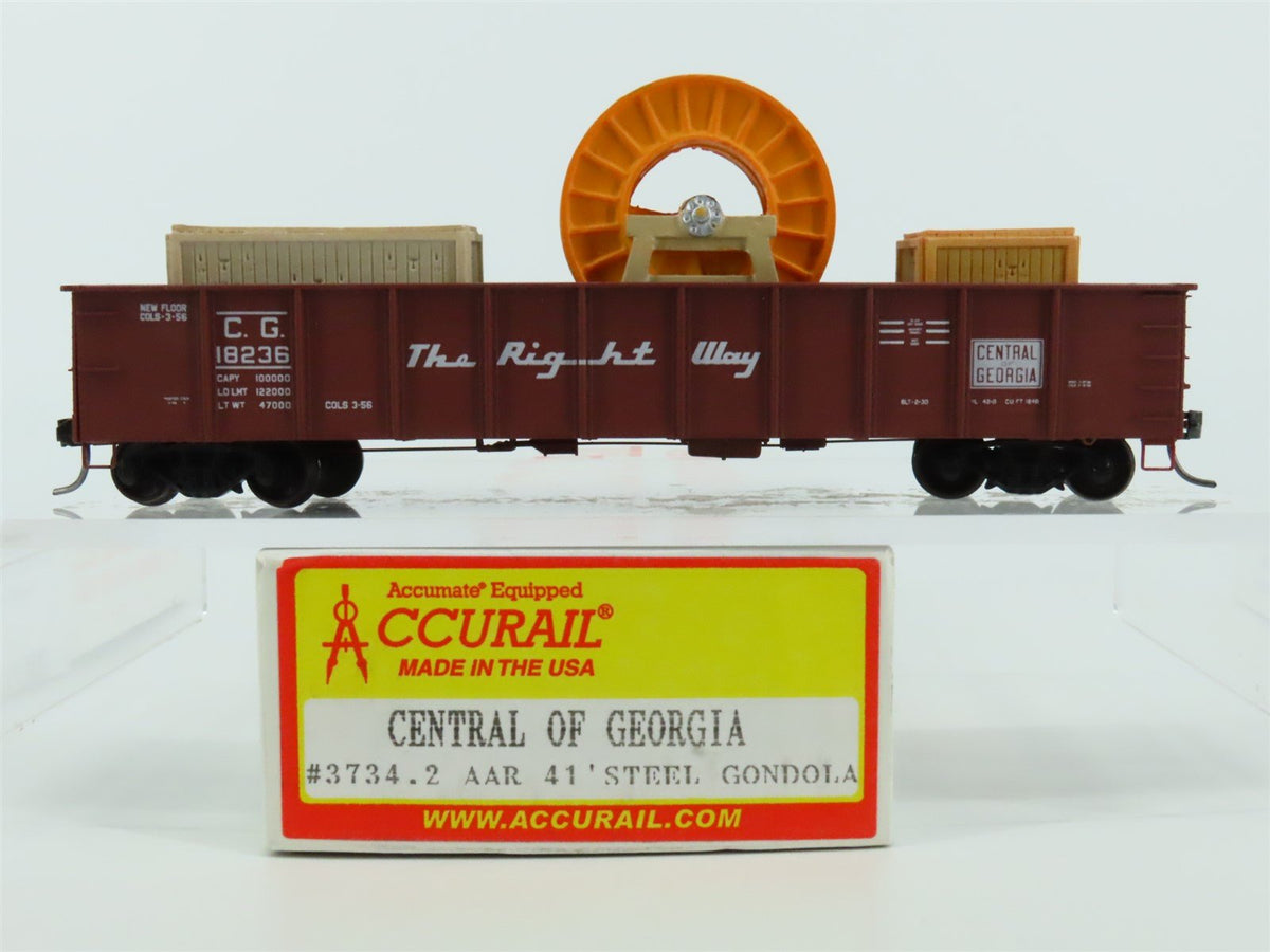 HO Accurail 3734.2 CG Central of Georgia 41&#39; Gondola Car #18236 w/ Custom Load